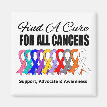 Find a Cure Ribbons For All Cancers Refrigerator Magnets