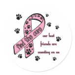 Find the Cure ~ Pawprint Round Sticker