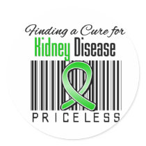 Finding a Cure For Kidney Disease PRICELESS Round Sticker