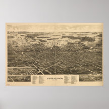 Findlay Ohio 1889 Antique Panoramic Map Print