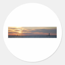 Fine Art Poster of Ludington, Michigan Pier Round Stickers