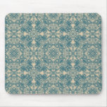 Fine detailed artistic pattern in teal and cream mouse mat
