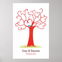 Fingerprint Tree Wedding Heartastic (Red)
