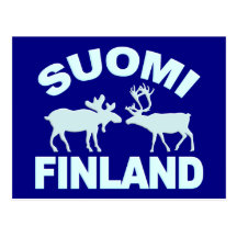 Finland Moose & Reindeer postcard