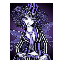 Fiona Purple Gothic Couture Fairy Postcard