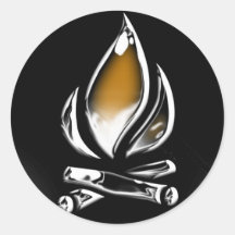 fire and logs copy round sticker
