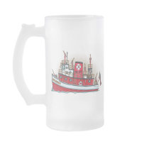 Fire Boat Frosted Glass Mug