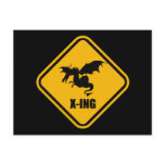 Fire Breathing Dragon Crossing Street Sign postcards