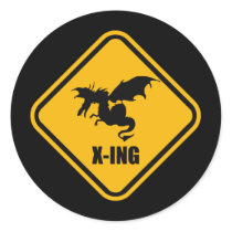 Fire Breathing Dragon Crossing Street Sign