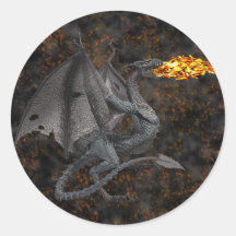 Fire-Breathing Dragon Round Stickers