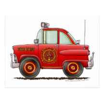 Fire Chief Car Firefighter Fireman Post Cards
