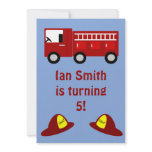 Fire Engine Children's Birthday Party Invitations