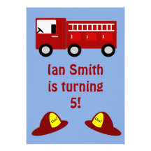 Fire Engine Children's Birthday Party Invitations