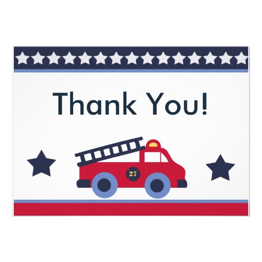 Fire Engine/Truck Thank You Cards Custom Invites