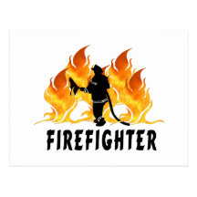 Fire Fighter Flames Postcards