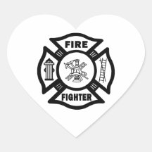 Fire Fighter Maltese Heart Stickers