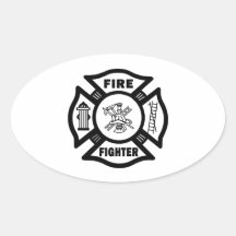 Fire Fighter Maltese Oval Sticker