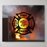 Fire Fighter Maltese Print