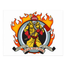 Fire Fighters Fear No Fire Postcards