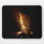 Fire flame man shape burning bonfire picture mouse pad