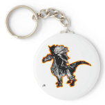 Fire outline black and white dragon keychains