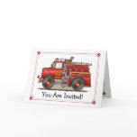 Fire Pumper Rescue Truck Party Invitation Card