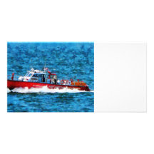 Fire Rescue Boat Customized Photo Card