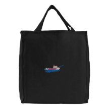 Fire Rescue Boat Embroidered Tote Bags