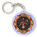 Fire Rescue Flaming Cross Keychain