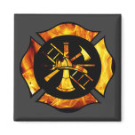 Fire Rescue Flaming Maltese Cross magnets