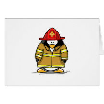 Fire Rescue Penguin Greeting Card