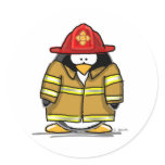 Fire Rescue Penguin Round Sticker