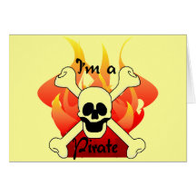 Fire Skull Pirate Tshirts and Gifts Greeting Card