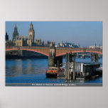 Fire Station on Thames, Lambeth Bridge, London Poster