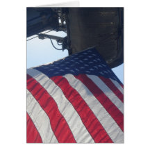 Fire Truck American Flag Aerial Tower Greeting Card