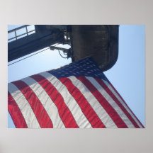 Fire Truck American Flag Aerial Tower Poster