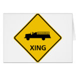 Fire Truck Crossing Highway Sign cards