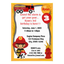 Fire Truck Firefighter Dalmatian Birthday FF02B Custom Invitations