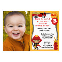 Fire Truck Firefighter Dalmatian Birthday FFP02B Invites
