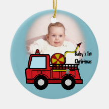 Fire Truck Photo Decoration Christmas Tree Ornament