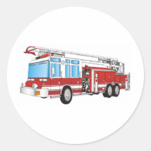 Fire Truck Round Stickers