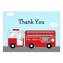 Fire Truck Thank You Card Personalized Invites