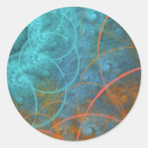 "Fire VS Ice" Fractal Art Round Sticker