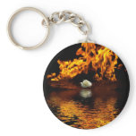 Fire & White Rose Flower Romance keychains