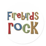 Firebirds Rock Round Stickers
