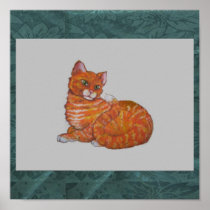 firecat green background print