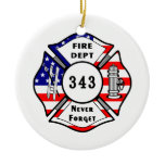 Firefighter 9/11 Never Forget 343 Ornaments