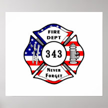 Firefighter 9/11 Never Forget 343 Print