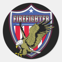 Firefighter Eagle Shield Round Stickers