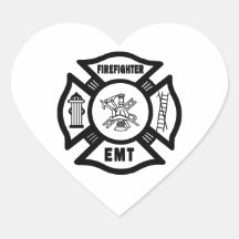 Firefighter EMT Heart Sticker